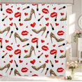 thumbnail image 1 of Erosebridal Girly High Heels Shower Curtain 72Wx78L,Modern Lip Prints Bath Curtain,White Tan, 1 of 5