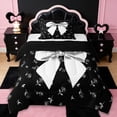 thumbnail image 1 of Erosebridal Girly Kawaii Bowtie Twin Comforter Sets,White Coquette Bowknot Bedding Set For Kids,Reversible black,2-Piece, 1 of 7