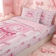 thumbnail image 1 of Erosebridal Girly Letter S Zipper Full Size Comforter Sets with Fitted Sheet and 2 Pillowcases for Girls, Watercolor Ribbon Print Zipper Bedding Set, Pink Reversible, 4pcs, 1 of 7