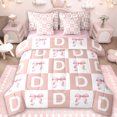 thumbnail image 1 of Erosebridal Girly Personalized Gifts 7 Pieces Bedding Comforter Set,Pink Grid Alphabet D Print Full Bedding Set For Kids,Reversible pink, 1 of 7