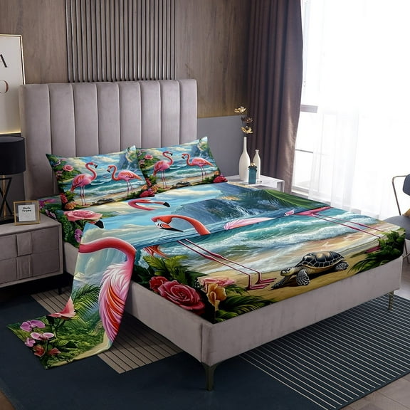 Erosebridal Girly Pink Axolotl Full Sheet Sets, Underwater World Bedding Full Size, Cartoon Animal Decor