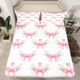 thumbnail image 1 of Erosebridal Girly Pink Bow Tie Fitted Sheet Set Twin, Sequin print Bedding Twin Size, Bling Stars Decor, 2pcs（No Top Sheet）, 1 of 6
