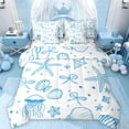 thumbnail image 1 of Erosebridal Girly Pink Bowknot 7 Pieces Bedding Comforter Set,Ocean Animal Jellyfish Shell Full Bedding Set For Kids,Reversible, 1 of 7