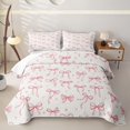 thumbnail image 1 of Erosebridal Girly Pink Bowknot Boys Girls Quilt King, Cartoon Love Heart King Coverlet Set, 3 Pieces, 1 of 7