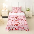 thumbnail image 1 of Erosebridal Girly Pink Ribbon Twin Sheet Sets, Cartoon Strawberry Bedding, 3pcs, 1 of 5