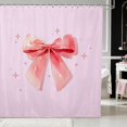 thumbnail image 1 of Erosebridal Glam Satin Bow Ribbon Shower Curtain 72Wx84L for Girls, Romantic Floral Print Waterproof Bathroom Shower Curtain, 1 of 5