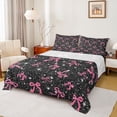 thumbnail image 1 of Erosebridal Glitter Bow-tie Girls Queen Sheet Sets, Black Pink Cartoon Bed Set, 4-Piece, 1 of 5