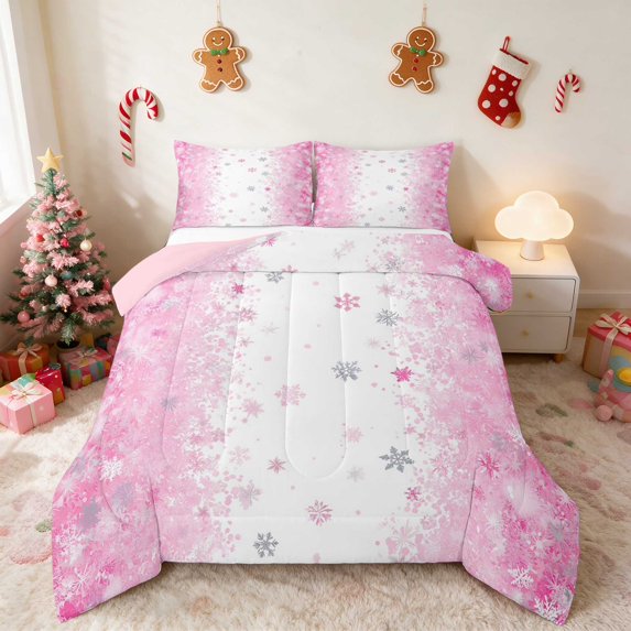 Manfei Glitter Comforter Set Queen, Pink, 3 Piece