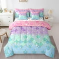 thumbnail image 1 of Erosebridal Glitter Fish Scale Bedding Twin Size, Watercolor Ombre Mermaid Bed in a Bag Twin size,, Reversible, 1 of 5