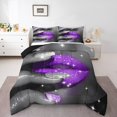 thumbnail image 1 of Erosebridal Glitter Lips Comforter Sets Queen Size,Bling Sparkling Bedding Queen Comforter Set,Grey Purple Bedding Sets Queen With Comforter,Ultra Soft Sparkle Room Decoration,Reversible,3-Piece, 1 of 8