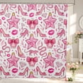 thumbnail image 1 of Erosebridal Glitter Perfume Heels Shower Curtain 72Wx72L,Glittery Bowtie Bathroom Curtain,White Pink, 1 of 5