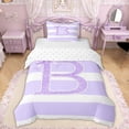 thumbnail image 1 of Erosebridal Glitter Print Bow Letter B Twin Bedding for Girls, Purple Stripes Ribbon Duvet Cover Set, Reversible, 1 Duvet Cover and 1 Pillowcase (No Comforter), 1 of 6