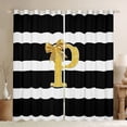 thumbnail image 1 of Erosebridal Glitter Print Letter Black Out Curtains, Bowknot Monogrammed P Curtains Pack of 2 (42x63 Each), 1 of 6