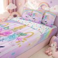 thumbnail image 1 of Erosebridal Glitter Purple Unicorn Zipper Twin Comforter Sets with Fitted Sheet and 2 Pillowcases for Girls, Watercolor Rainbow Floral Zipper Bedding Set, Stars Reversible, 4-Piece, 1 of 7
