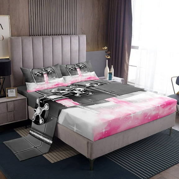 Erosebridal Glitter Showerhead Sheet Set Twin,Dreamy Princess Bedding Sets Twin Size,Pink Grey Twin Sheet Sets,Lightweight Bling Bedroom Decoration,3pcs