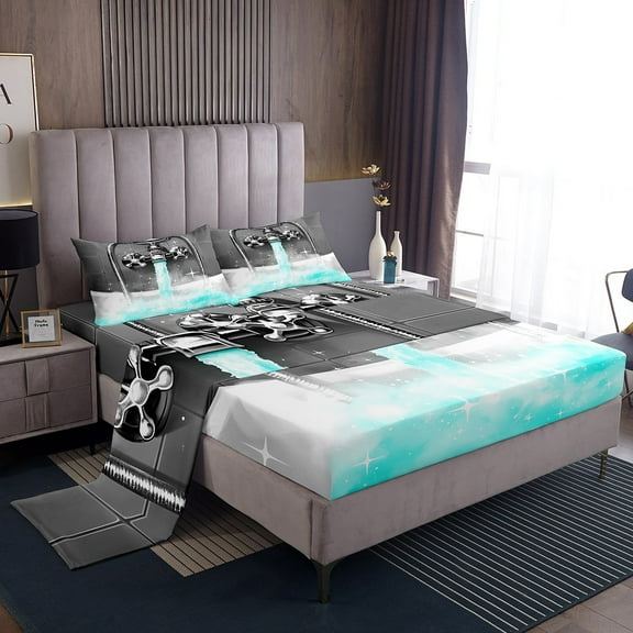 Erosebridal Glitter Showerhead Sheet Set Twin,Dreamy Princess Bedding Sets Twin Size,Teal Grey Twin Sheet Sets,Lightweight Bling Bedroom Decoration,3pcs