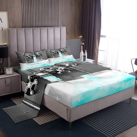 Erosebridal Glitter Showerhead Sheet Set Twin,Dreamy Princess Bedding Sets Twin Size,Teal Grey Twin Sheet Sets,Lightweight Bling Bedroom Decoration,3pcs
