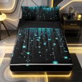 thumbnail image 1 of Erosebridal Glitter String Pattern Zipper Twin Comforter Sets with Fitted Sheet and 2 Pillowcases,Twinkling Star Print Zipper Bedding Set,Cyan Blue Black,Black Reversible, 1 of 6