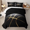 thumbnail image 1 of Erosebridal Glossy Basketball Twin Quilt Set for Boys Men, Modern Spaort Lover Twin Coverlet Set, Black Gold, 2pcs, 1 of 7