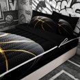 thumbnail image 1 of Erosebridal Glossy Basketball Zipper Twin Comforter Sets with Fitted Sheet and 2 Pillowcases for Boys Men, Modern Spaort Lover Zipper Bedding Set, Black Gold, Black Reversible, 4pcs, 1 of 7