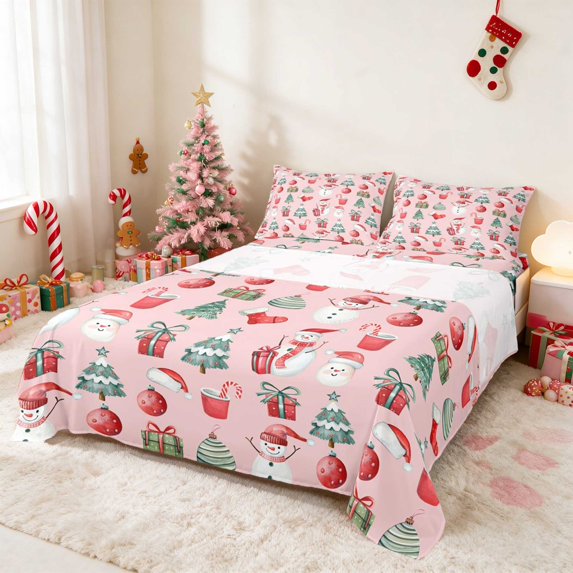 Erosebridal Gnome King Sheets Nisse Bedding, Brown Cream 4 Pieces (1 Flat Sheet, 1 Fitted Sheet and 2 Pillowcases)