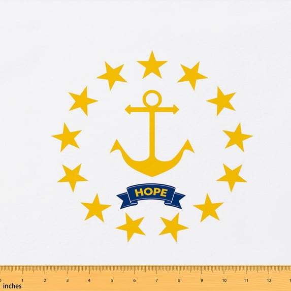 Erosebridal Gold Anchor Fabric by the Yard 3 Yards, Star Circle Hope Ribbon Room Decor Fabric by the Yard