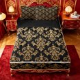 thumbnail image 1 of Erosebridal Gold Damask Zipper Full Size Comforter Sets with Fitted Sheet and 2 Pillowcases,Vintage Print Zipper Bedding Set For Adults,Black Reversible,4-Piece, 1 of 7