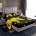 thumbnail image 1 of Erosebridal Gold Gamepad Bed Sheets King, Neon Light Geometric Square Bedding Sets King Size, Gaming Bedroom Decor 4-Piece, 1 of 7