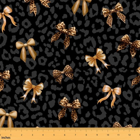 Erosebridal Gold Leopard Bow Fabric by the Yard 1 Yard, Cheetah Print Ribbon Home Decor Fabric by the Yard