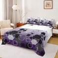 thumbnail image 1 of Erosebridal Gold Minimalist Hexagon Square Bed Sheets 4pcs For Teens,Boys Girls Geometric Honeycomb King Sheets,Black Purple, 1 of 5