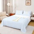 thumbnail image 1 of Erosebridal Gold T Letter Queen Sheet Sets for Girl, Abstract Lines Bed Set, 4-Piece, 1 of 5