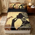 thumbnail image 1 of Erosebridal Gold Tribal Woman Zipper Twin Comforter Sets with Fitted Sheet and 2 Pillowcases for Women Girls, Bohemian Giraffe Print Zipper Bedding Set, Black Reversible, 4pcs, 1 of 7