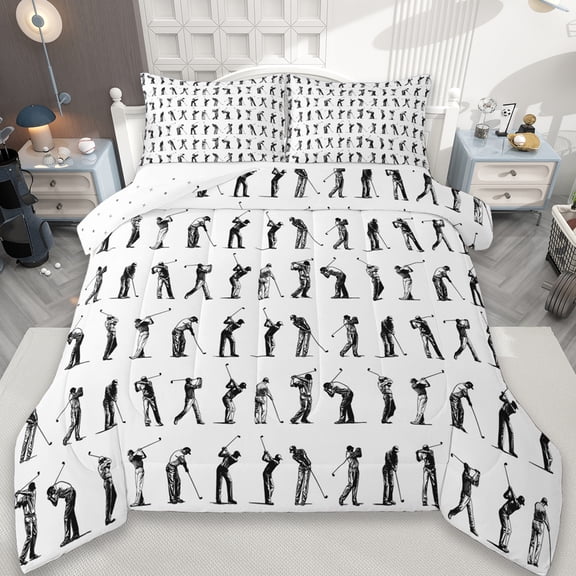 Erosebridal Golf Ball Games Full Size Comforter Sets,Sport Theme Bedding Sets For Boys Kids, Reversible 3 Pieces