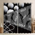 thumbnail image 1 of Erosebridal Golf Sports Curtains Pack of 2 (38x54), Black Grey 30%-50% Black Out Curtains, Geometric Stripe Decor, 1 of 6