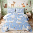 thumbnail image 1 of Erosebridal Goose Bed Spread Queen for Girls, Blue Daisies Queen Coverlet Set, 3pcs 1 Quilt and 2 Pillowcases, 1 of 7