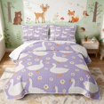thumbnail image 1 of Erosebridal Goose Bed Spread Queen for Girls, Purple Daisies Queen Coverlet Set, 3pcs 1 Quilt and 2 Pillowcases, 1 of 7