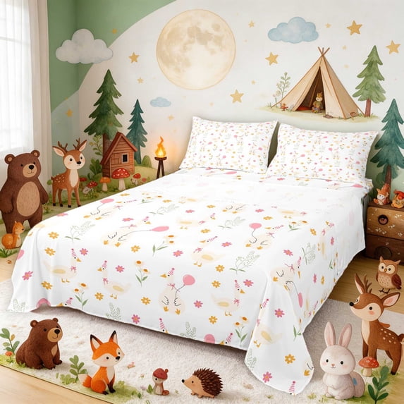 Erosebridal Goose King Sheets for Girls, Garden Balloons Bedding, 4 ...