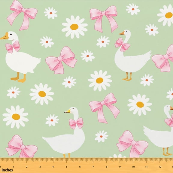 Erosebridal Goose Print Fabric by the Yard 1 Yard Geese Pattern Home Decor Fabric by the Yard, Soft Mint Green