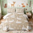 thumbnail image 1 of Erosebridal Goose Quilt King for Boys Girls, Tan Daisies King Coverlet Set, 3pcs 1 Bedspread and 2 Pillowcases, 1 of 7