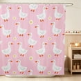 thumbnail image 1 of Erosebridal Goose Shower Curtain 72Wx72L for Girls, Pink Daisies Waterproof Bathroom Curtain, 1 of 5