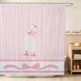 thumbnail image 1 of Erosebridal Goose Shower Curtain 72Wx72L for Girls, Pink Stripes Waterproof Bathroom Curtain, 1 of 5