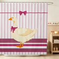 thumbnail image 1 of Erosebridal Goose Shower Curtain 72Wx78L for Girls, Pink Bow Stripes Waterproof Bath Curtain, 1 of 5