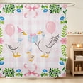 thumbnail image 1 of Erosebridal Goose Shower Curtain 72Wx84L for Girls, Pink Gingham Waterproof Bathroom Shower Curtain, 1 of 5