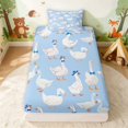 thumbnail image 1 of Erosebridal Goose Twin Fitted Sheet for Girls, Blue Hats Bedding, 2-Piece 1 Fitted Sheet and 1 Pillowcase, 1 of 4