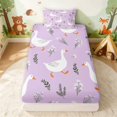 thumbnail image 1 of Erosebridal Goose Twin Fitted Sheet for Girls, Lavender Wildflowers Bedding, 2 Pieces 1 Fitted Sheet and 1 Pillowcase, 1 of 4