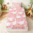 thumbnail image 1 of Erosebridal Goose Twin Fitted Sheet for Girls, Pink Background Bedding, 2pcs 1 Fitted Sheet and 1 Pillowcase, 1 of 4