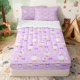 thumbnail image 1 of Erosebridal Goose Zipper Queen Comforter Set with Fitted Sheet and 2 Pillowcases for Girls, Purple Bows Zipper Bedding Set, Reversible, 1 of 7