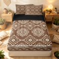thumbnail image 1 of Erosebridal Gothic Aztec Zipper Queen Comforter Set with Fitted Sheet and 2 Pillowcases, Southwestern Rhombus Zipper Bedding Set, Cocoa Ivory, Black Reversible, 1 of 7