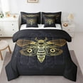 thumbnail image 1 of Erosebridal Gothic Death Moth Bedding Sets Twin Size, Hippie Animal Comforter Sets with Sheets, Black and Gold Bedding Accessories, Breathable Bedroom Decor, Reversible 7pcs, 1 of 5