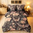thumbnail image 1 of Erosebridal Gothic Floral Full Size Bedding Sets, Bat Rose Full Size Bed in a Bag, Brown Green, Black Reversible, 7 Pieces, 1 of 6